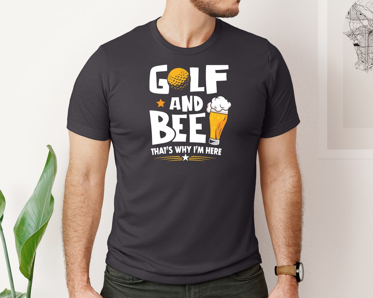 brand:Bella Canvas|color:Heather Dark Grey|Funny Golf Beer Lover T Shirt Desin Graphic T-Shirt