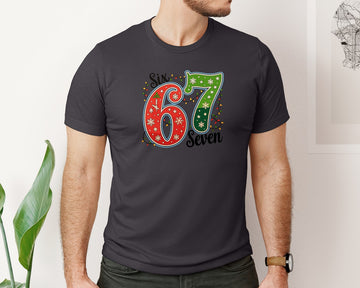Six Seven 67 6 7 Christmas Xmas Meme Graphic T-Shirt