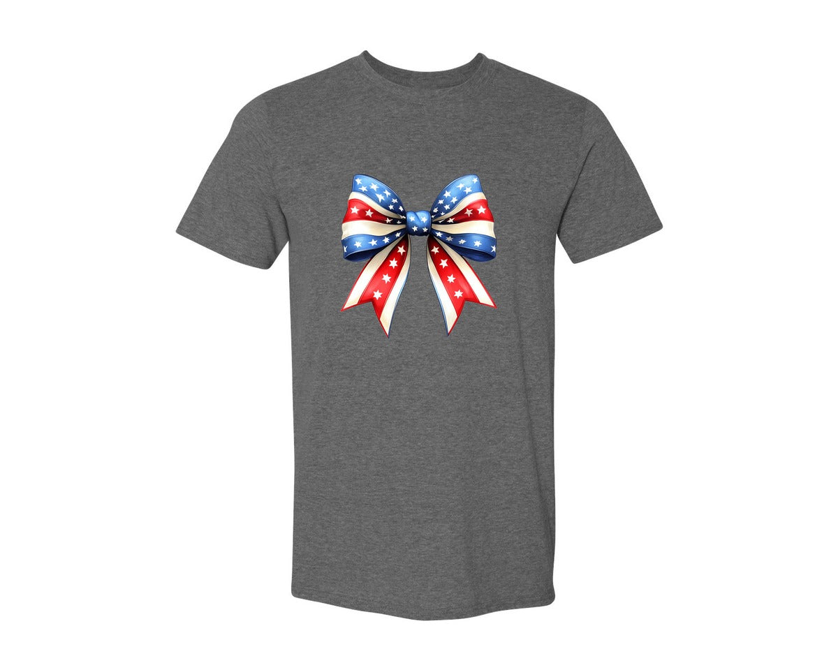 brand:Generic|color:Heather Dark Grey|4Th Of July Bow Design T Shirt 5 Graphic T-Shirt