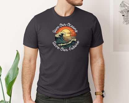 brand:Bella Canvas|color:Heather Dark Grey|Save Our Oceans Save Our Future Graphic T-Shirt