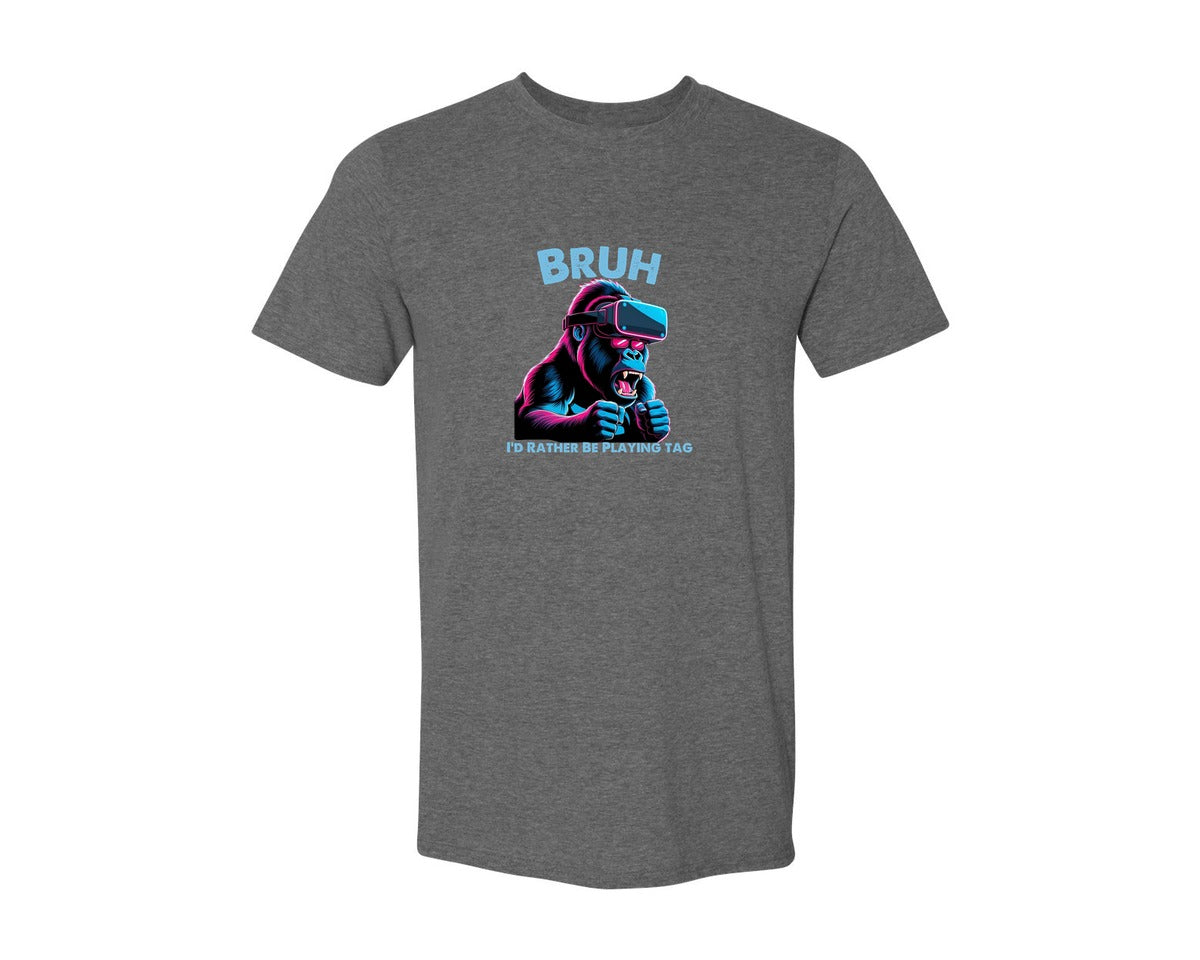 brand:Generic|color:Heather Dark Grey|Bruh Id Rather Be Playing Tag T Shirt Graphic T-Shirt