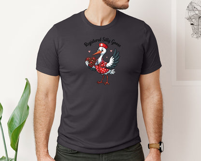 brand:Bella Canvas|color:Heather Dark Grey|Funny Silly Registered Nurse Goose Graphic T-Shirt