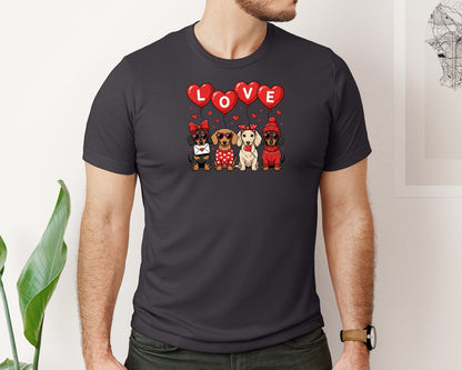 brand:Bella Canvas|color:Heather Dark Grey|Valentine Dog Graphic T-Shirt