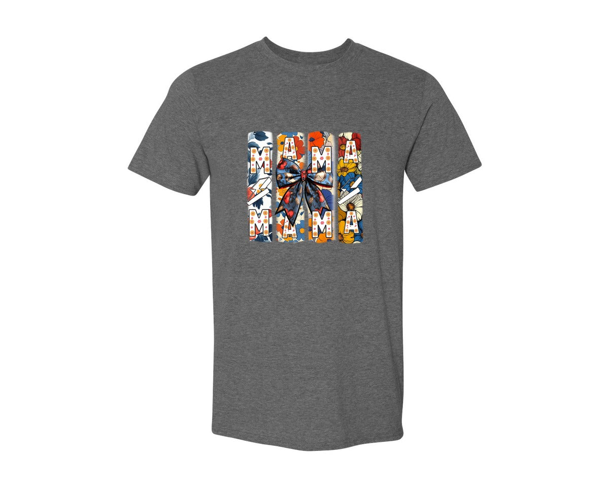 brand:Generic|color:Heather Dark Grey|Floral Mama Coquette Bow Mothers Day 3 Graphic T-Shirt