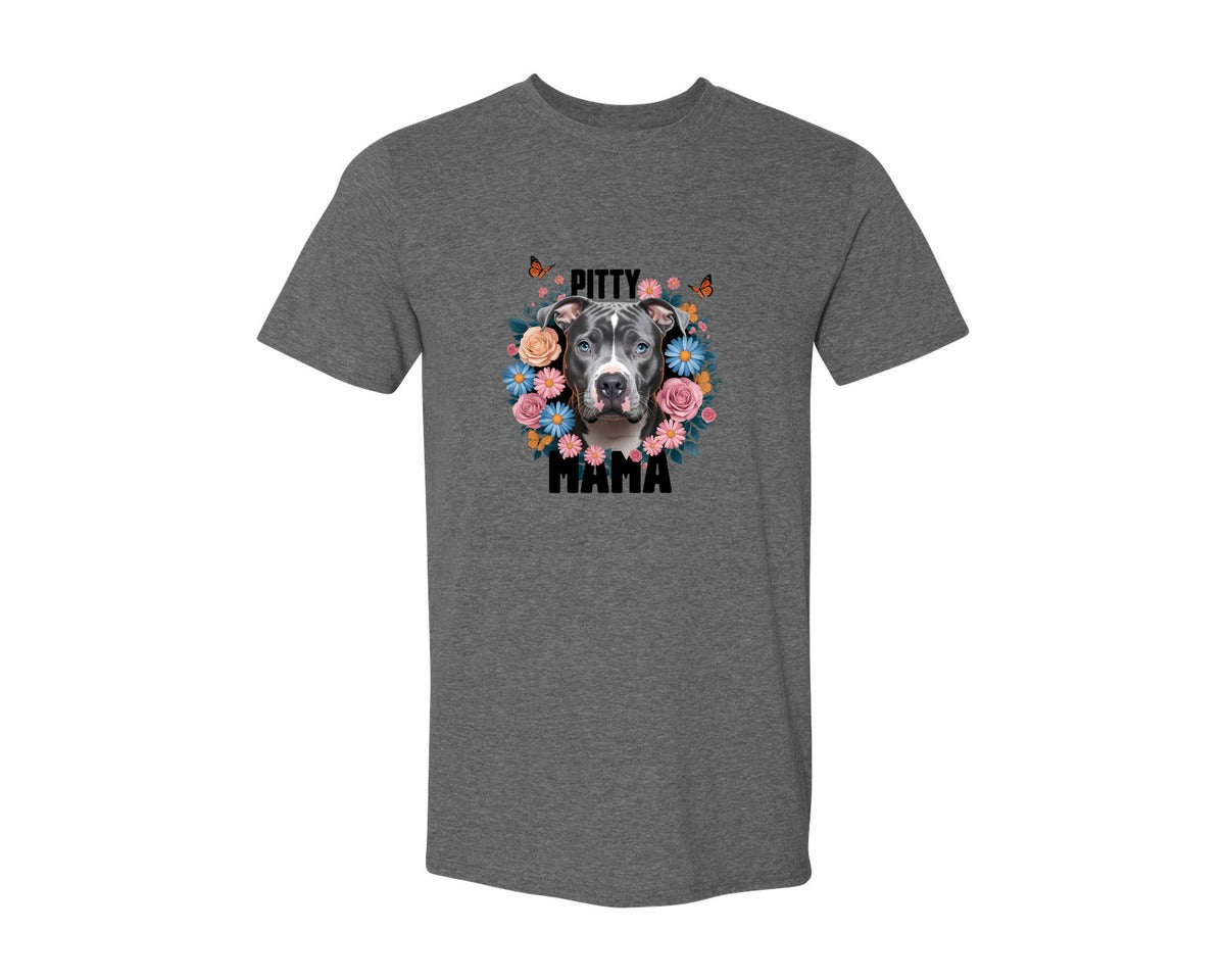 brand:Generic|color:Heather Dark Grey|Pitty Mama Cute Pitbull Dog 3 Graphic T-Shirt