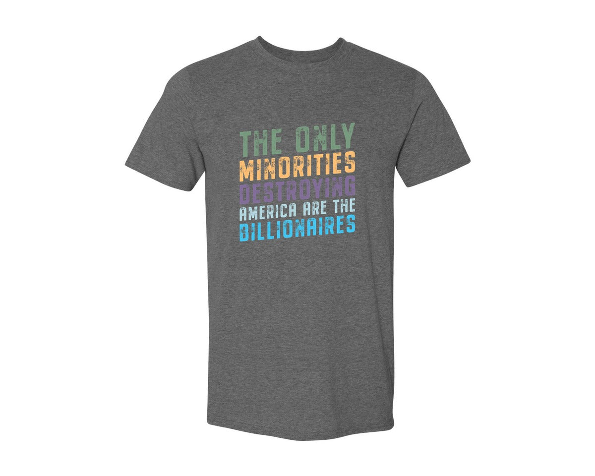 brand:Generic|color:Heather Dark Grey|The Only Minorities Destroying America F Graphic T-Shirt