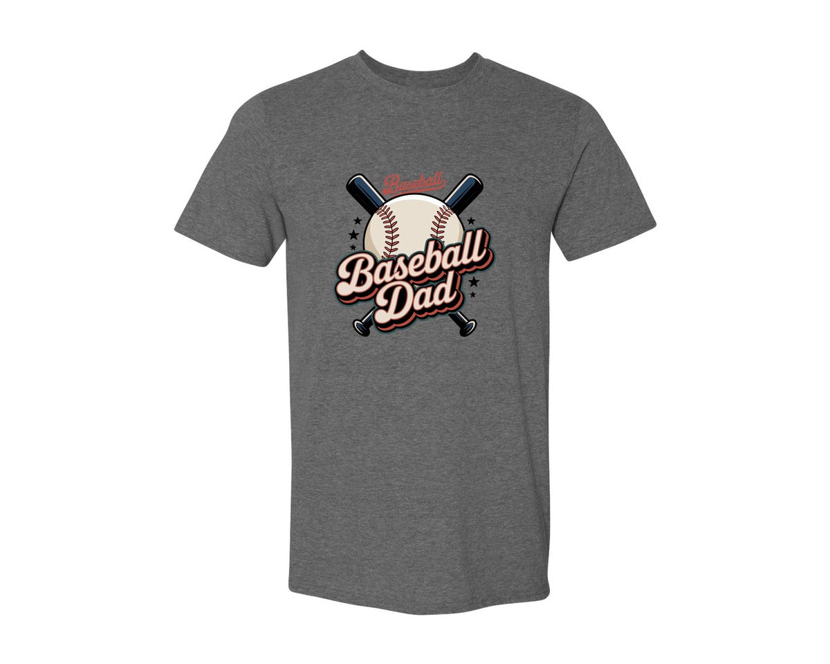 brand:Generic|color:Heather Dark Grey|Baseball Dad Vintage Sports Design 2 Graphic T-Shirt