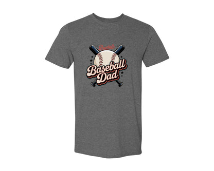 brand:Generic|color:Heather Dark Grey|Baseball Dad Vintage Sports Design 2 Graphic T-Shirt
