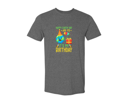 brand:Generic|color:Heather Dark Grey|Happy Earth Day Birth Day T Shirt Graphic T-Shirt