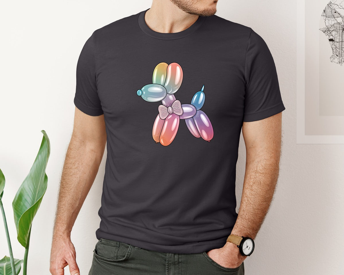 brand:Bella Canvas|color:Heather Dark Grey|Glam Balloon Dog 4 Graphic T-Shirt
