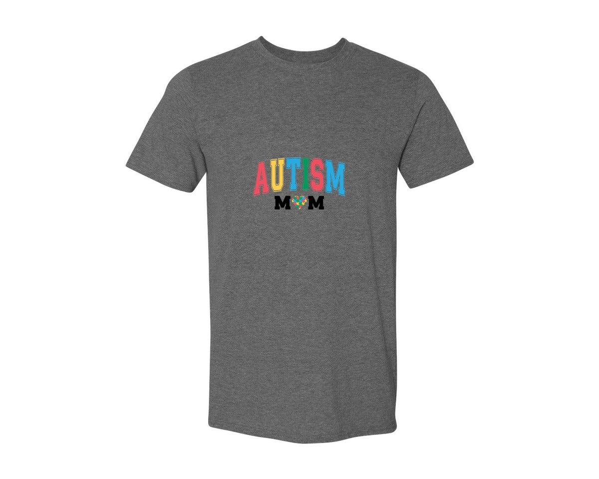brand:Generic|color:Heather Dark Grey|Autism Mom Autism Day Graphic T-Shirt