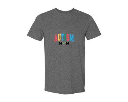 brand:Generic|color:Heather Dark Grey|Autism Mom Autism Day Graphic T-Shirt