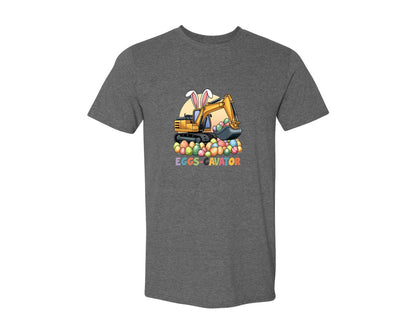 brand:Generic|color:Heather Dark Grey|Eggs Cavator Easter Excavator 2 Graphic T-Shirt