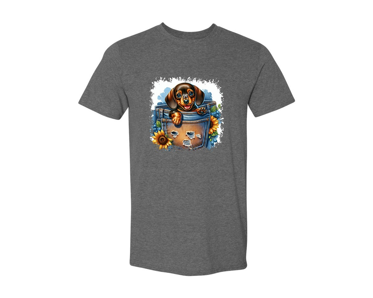 brand:Generic|color:Heather Dark Grey|Dog In Pocket Square Tshirt 29 Graphic T-Shirt