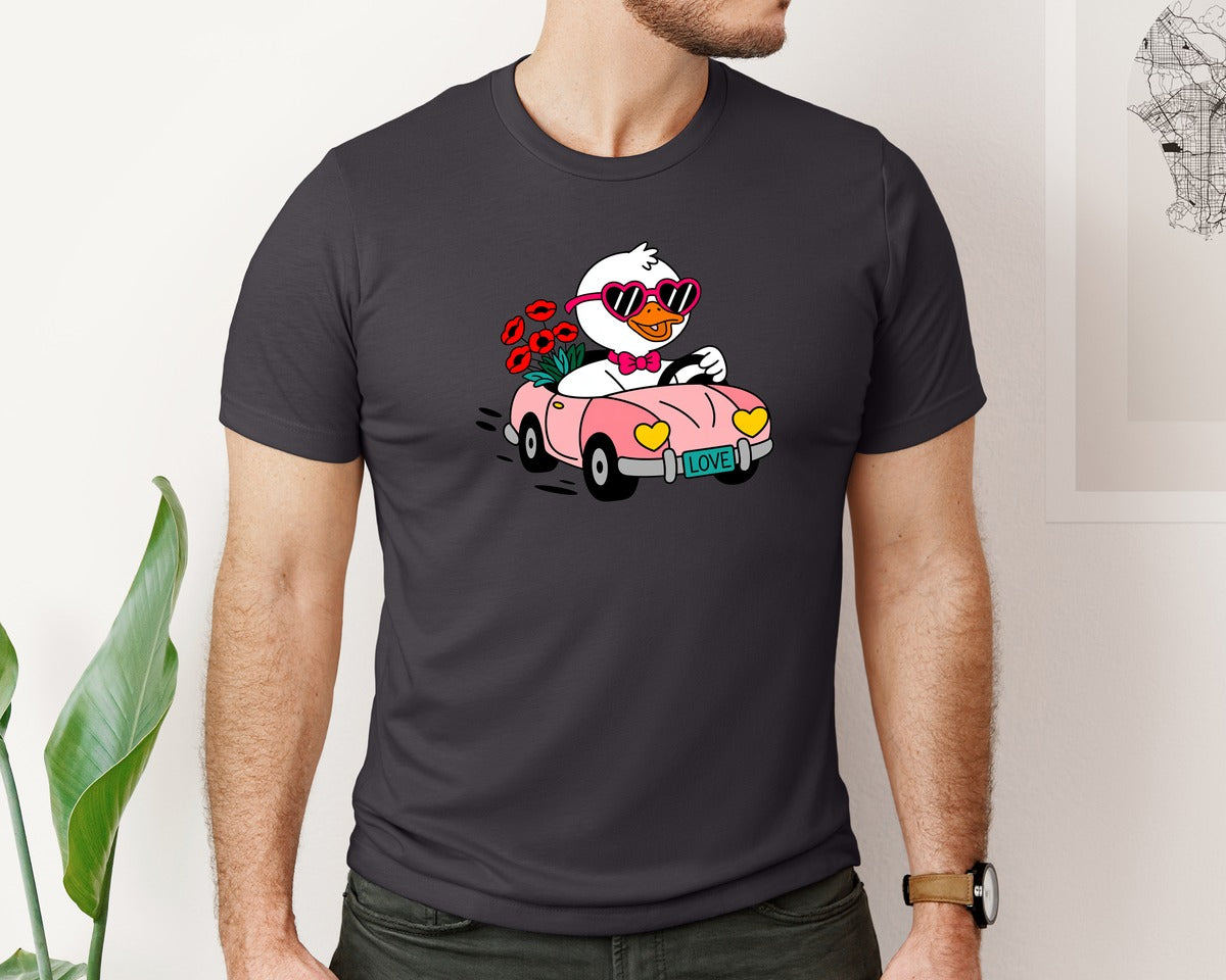 brand:Bella Canvas|color:Heather Dark Grey|Goose Valentine Valentine Goose 2 Graphic T-Shirt