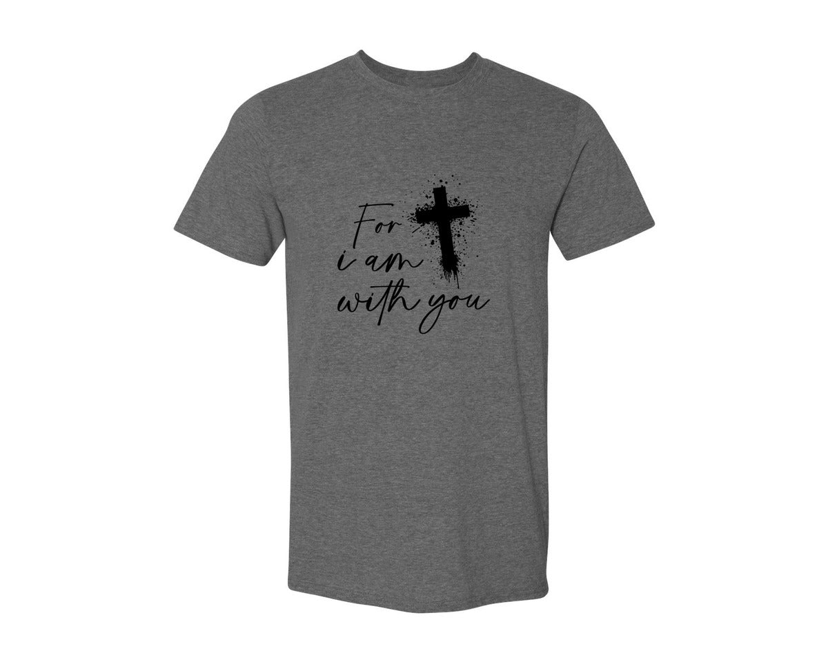 brand:Generic|color:Heather Dark Grey|Fear Not Christianity Bible Graphic T-Shirt