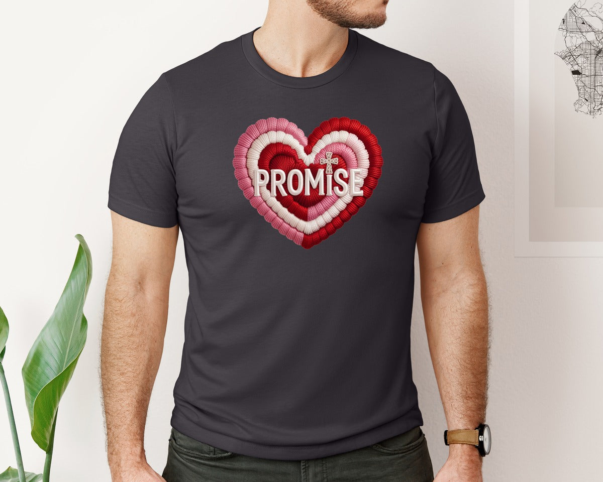 brand:Bella Canvas|color:Heather Dark Grey|Knitted Christian Valentine 2 Graphic T-Shirt