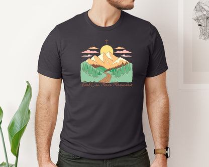 brand:Bella Canvas|color:Heather Dark Grey|Faith Can Move Mountains Christian Quote 2 Graphic T-Shirt