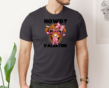 brand:Bella Canvas|color:Heather Dark Grey|Howdy Valentine Valentines Shirt Graphic T-Shirt