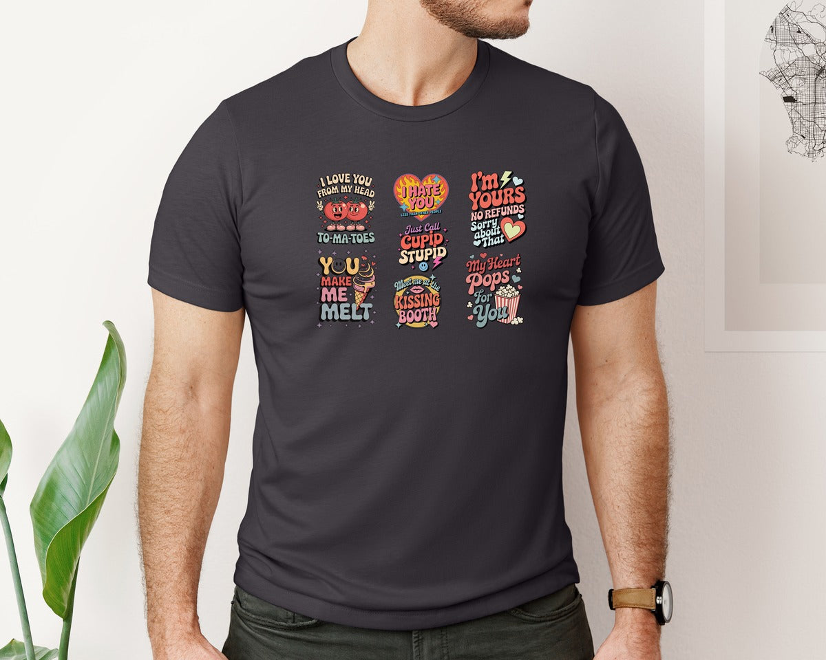 brand:Bella Canvas|color:Heather Dark Grey|Funny Valentines Day 16 Graphic T-Shirt