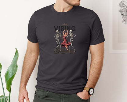 brand:Bella Canvas|color:Heather Dark Grey|Vibing With My Demons Retro Gothic 2 Graphic T-Shirt