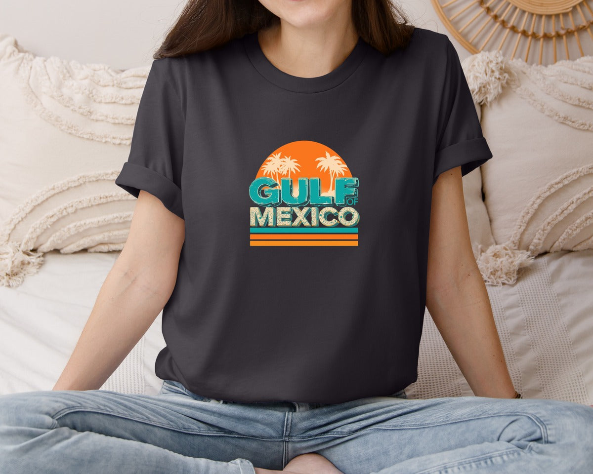 brand:Bella Canvas|color:Heather Dark Grey|Retro Gulf Mexico T Shirt Design Graphic T-Shirt