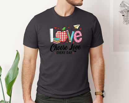 brand:Bella Canvas|color:Heather Dark Grey|Teacher Valentine 39 Graphic T-Shirt