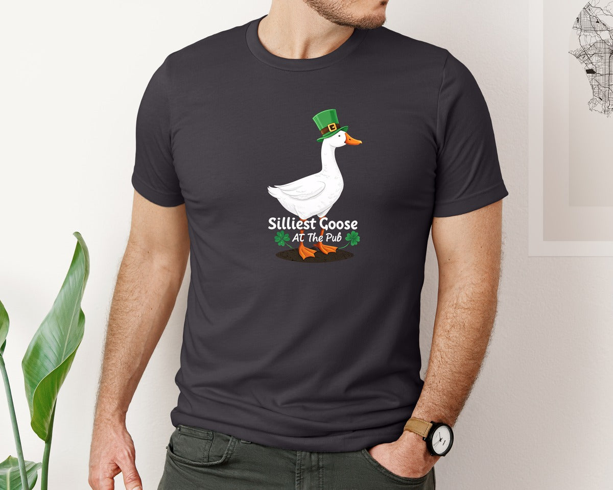 brand:Bella Canvas|color:Heather Dark Grey|Silly Goose St Patricks Funniest Graphic T-Shirt