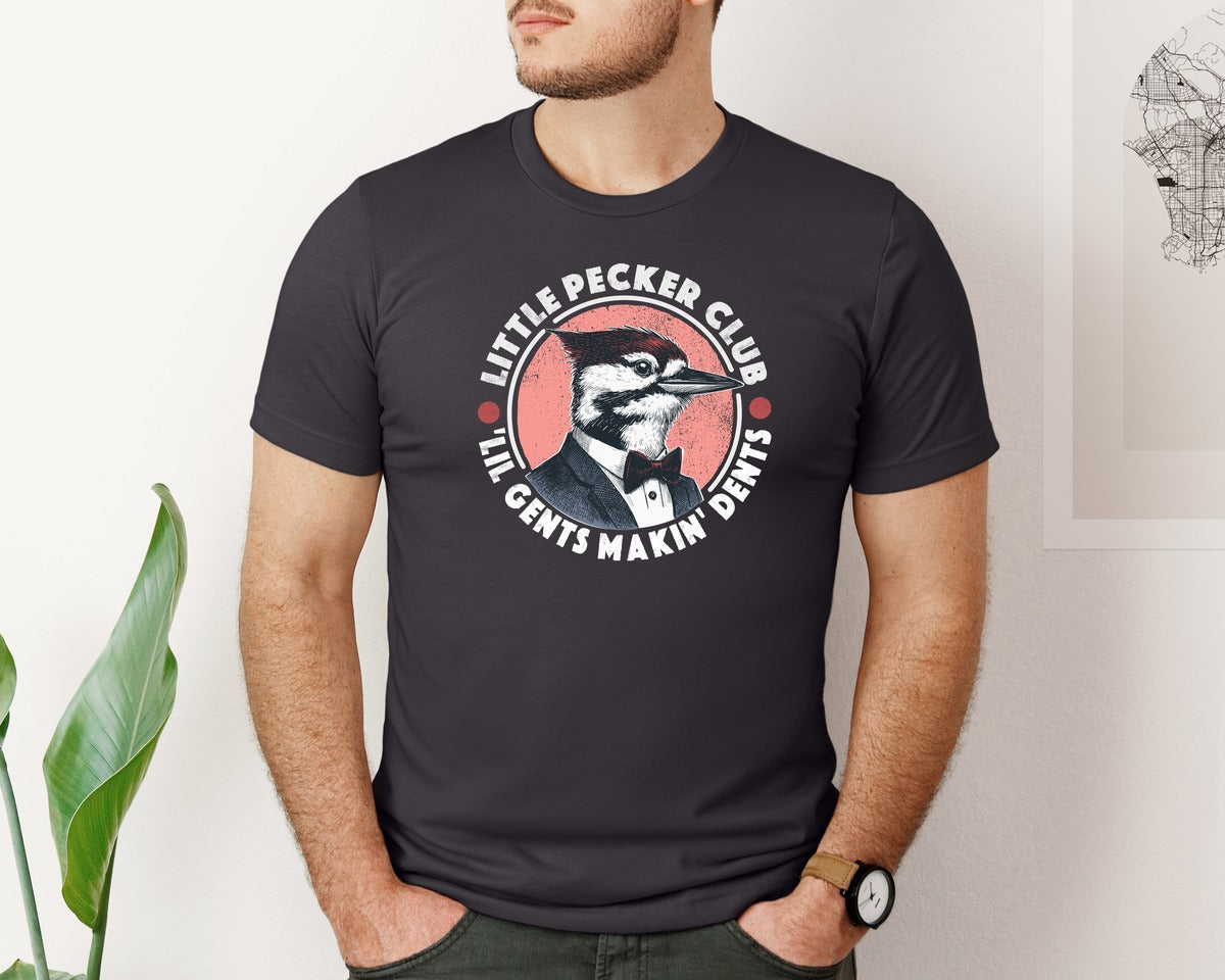 brand:Bella Canvas|color:Heather Dark Grey|Little Pecker Club Lil Gents Makin Dents Graphic T-Shirt
