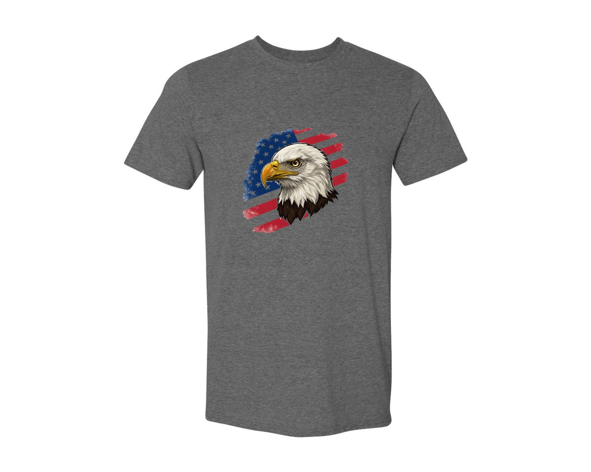 brand:Generic|color:Heather Dark Grey|American Eagle With Flag Patriotic Graphic T-Shirt