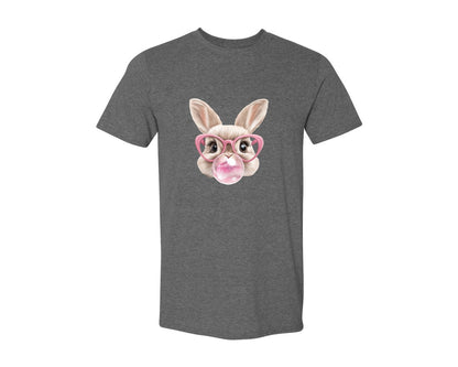 brand:Generic|color:Heather Dark Grey|Easter Bunny Coquette Bunny Blowing 3 Graphic T-Shirt