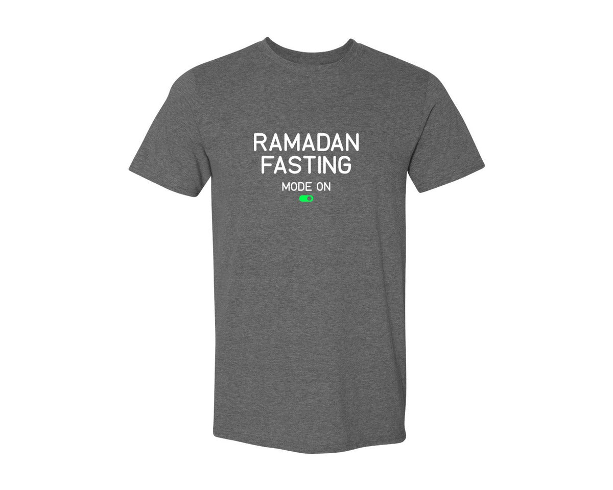 brand:Generic|color:Heather Dark Grey|Ramadan Fasting Mode On Ramadan Typogra Graphic T-Shirt
