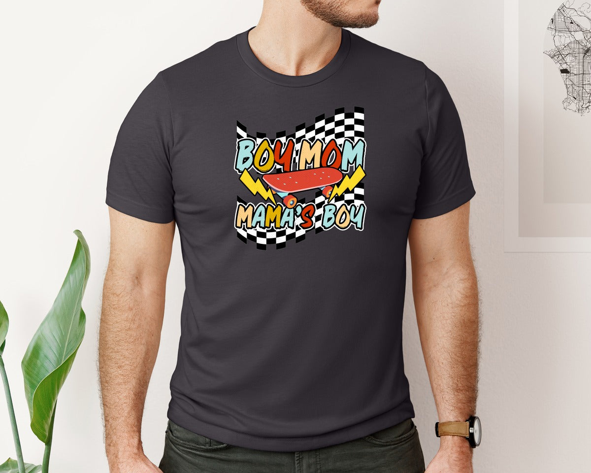 brand:Bella Canvas|color:Heather Dark Grey|Boy Mom And Mamas Boy Mom Graphic T-Shirt
