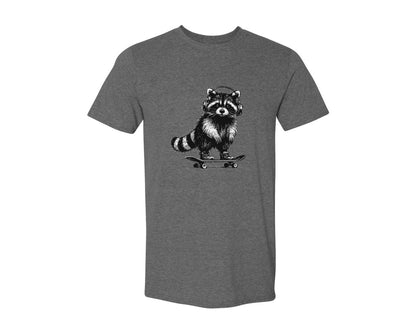 brand:Generic|color:Heather Dark Grey|Raccoon Playing Skateboard Shirt Graphic T-Shirt