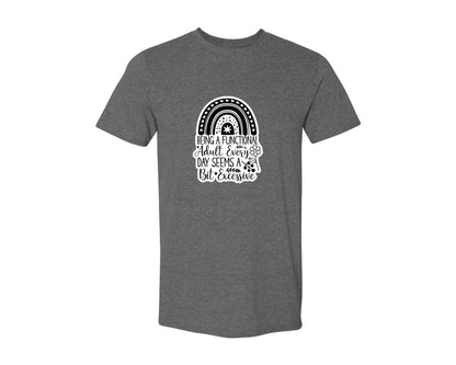 brand:Generic|color:Heather Dark Grey|Funny Quotes Sarcastic Sticker Graphic T-Shirt