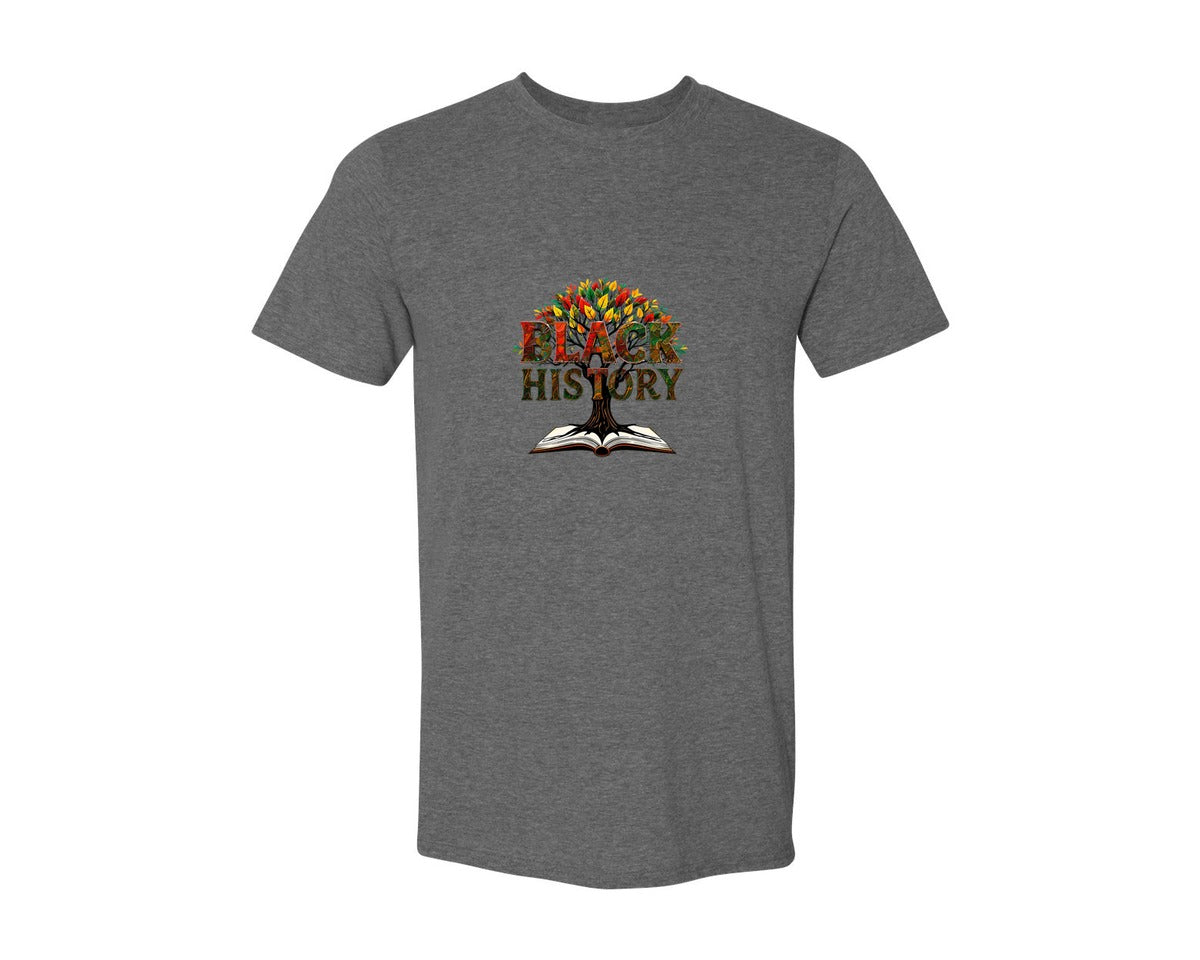 brand:Generic|color:Heather Dark Grey|Black History Month Tree Of Knowledge Graphic T-Shirt