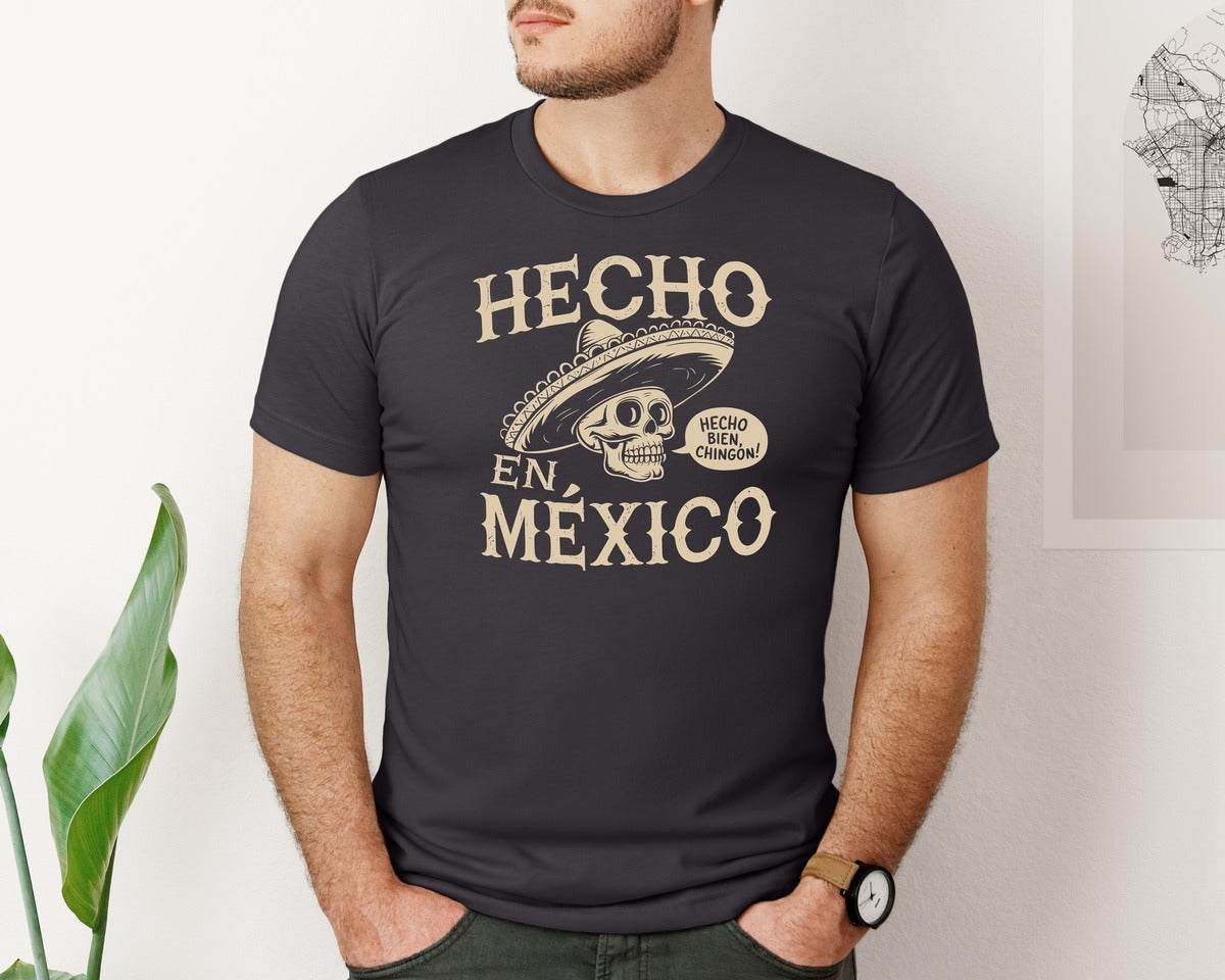 brand:Bella Canvas|color:Heather Dark Grey|Hecho En Mexico Mexican Chicano Pride Graphic T-Shirt