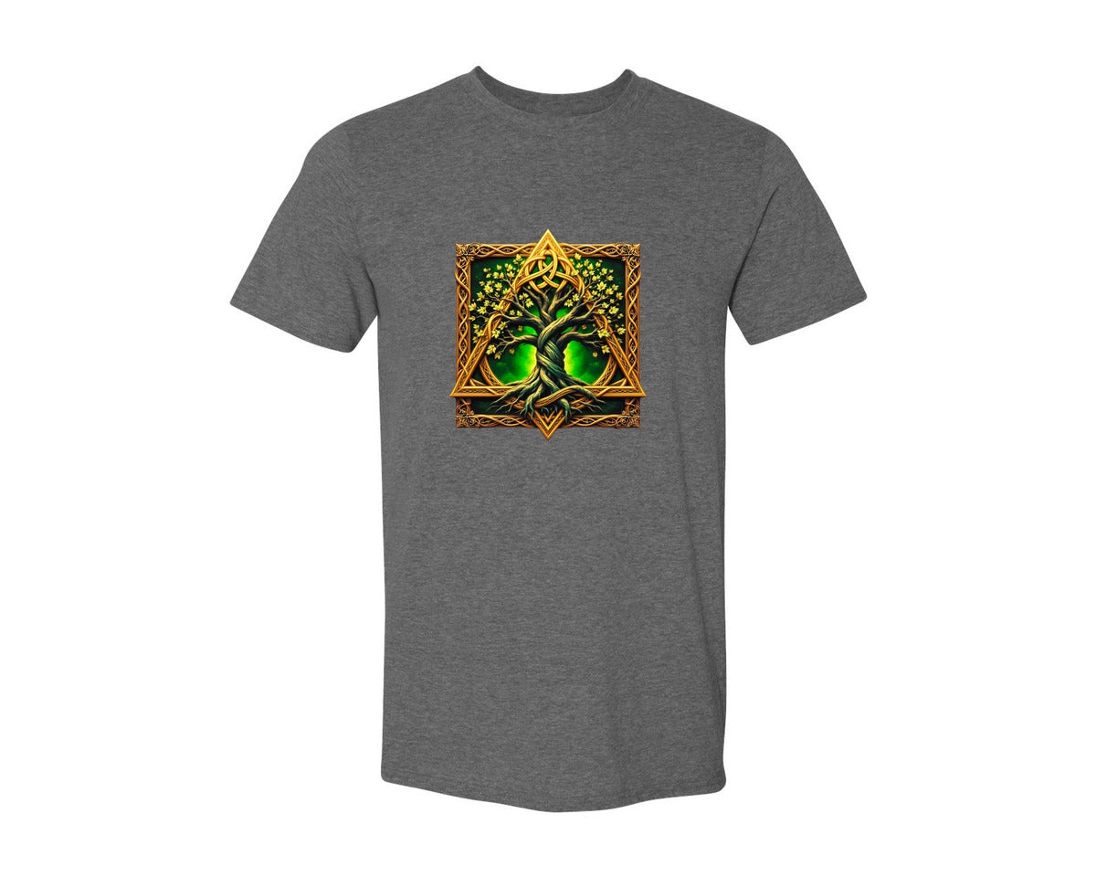brand:Generic|color:Heather Dark Grey|Celtic Tree Of Life Mystical Tree Graphic T-Shirt