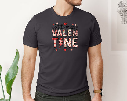 brand:Bella Canvas|color:Heather Dark Grey|Little Miss Valentines Day T Shirt 3 Graphic T-Shirt