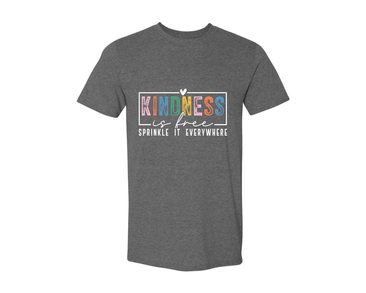 brand:Generic|color:Heather Dark Grey|Kindness Is Free Sprinkle It Everywhere 81 Graphic T-Shirt