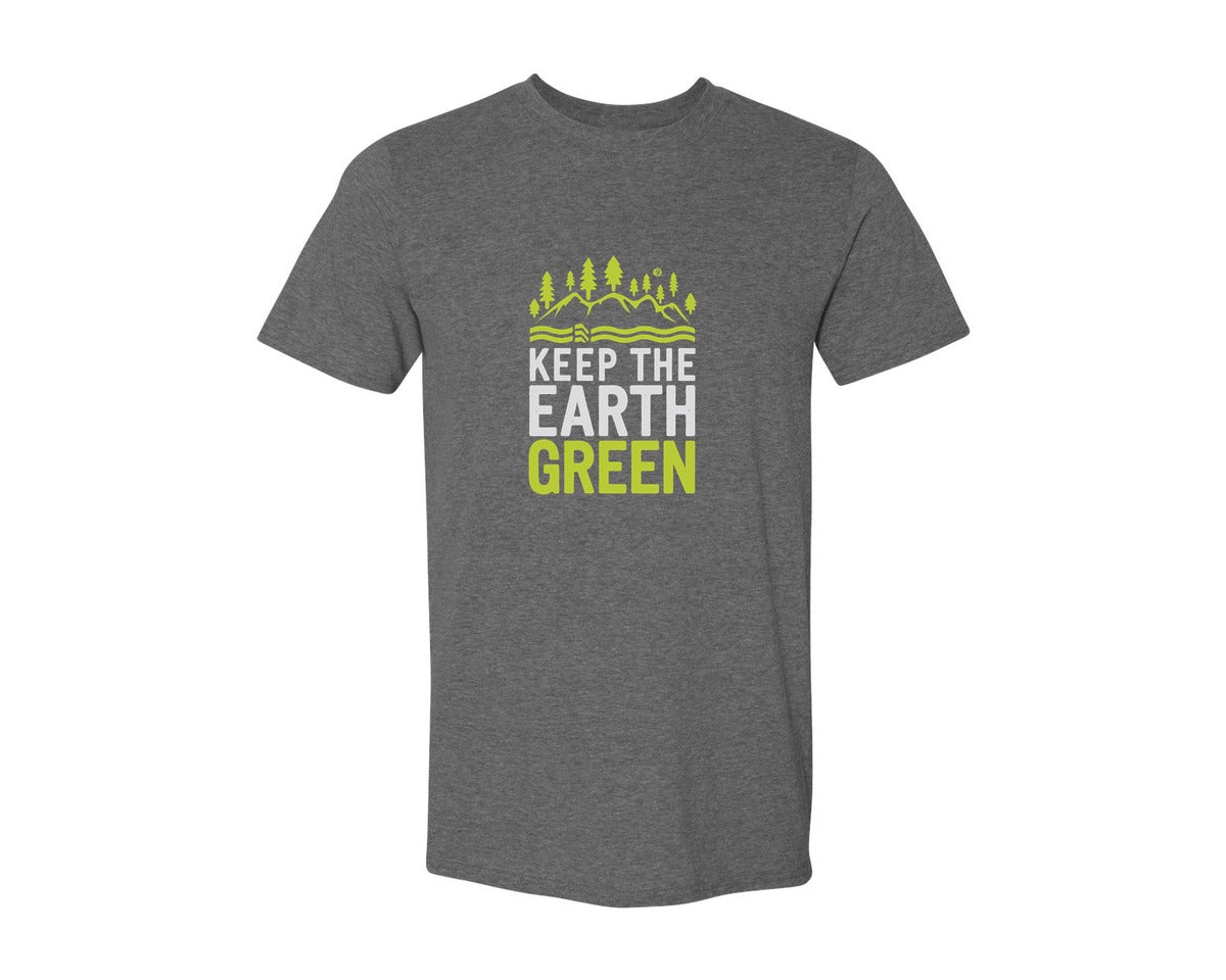 brand:Generic|color:Heather Dark Grey|Keep The Earth Green Environment Cute Graphic T-Shirt