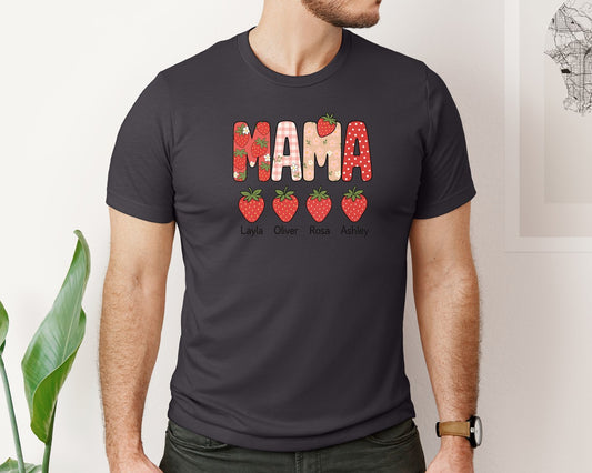 Preppy Custom Mama Strawberry Graphic T-Shirt