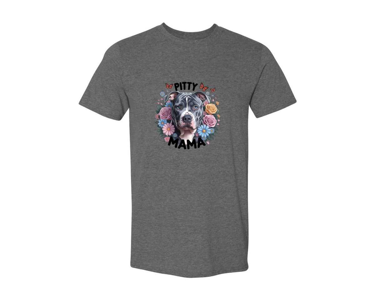 brand:Generic|color:Heather Dark Grey|Pitty Mama Cute Pitbull Dog 2 Graphic T-Shirt