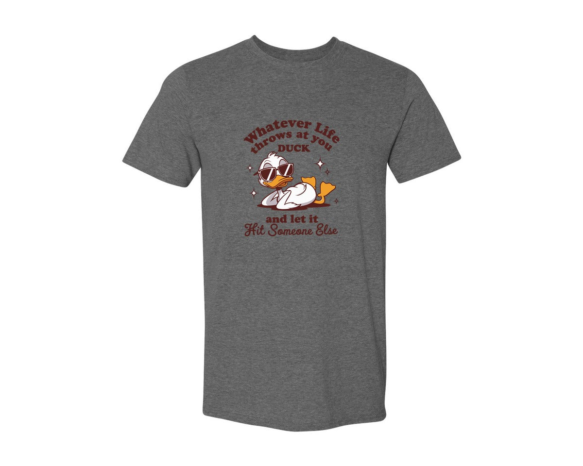 brand:Generic|color:Heather Dark Grey|Sassy Duck Quote Chill Attitude Graphic T-Shirt