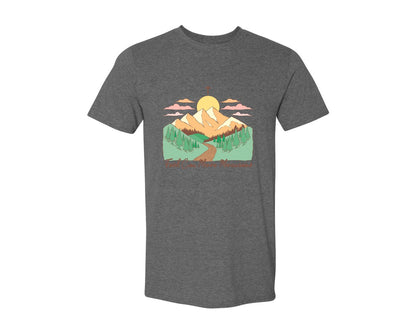 brand:Generic|color:Heather Dark Grey|Faith Can Move Mountains Christian Quote 2 Graphic T-Shirt