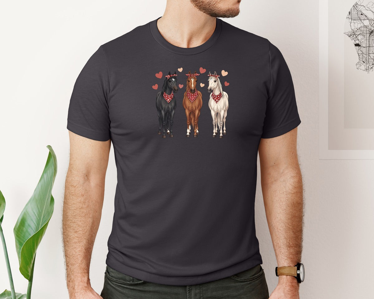 brand:Bella Canvas|color:Heather Dark Grey|Valentine Horse Graphic T-Shirt
