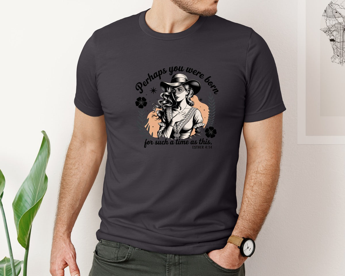 brand:Bella Canvas|color:Heather Dark Grey|Perhaps You Were Born Christian 3 Graphic T-Shirt