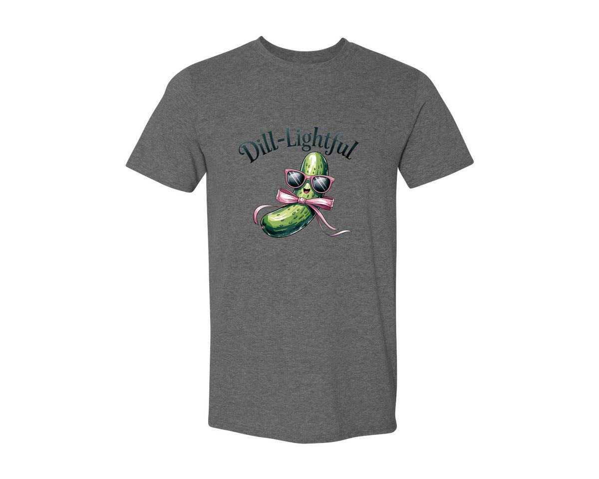 brand:Generic|color:Heather Dark Grey|Dill Lightful Funny Pickle 2 Graphic T-Shirt
