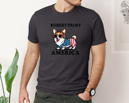 brand:Bella Canvas|color:Heather Dark Grey|Corgi Dog 4Th Of July Graphic T-Shirt