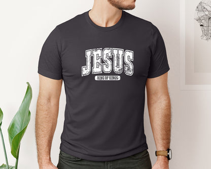 brand:Bella Canvas|color:Heather Dark Grey|Jesus King Of Kings Christian S Graphic T-Shirt